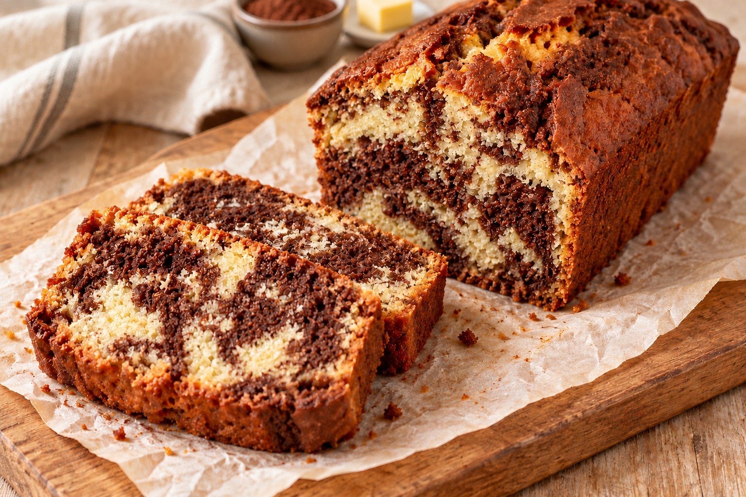 Cake marbré à la vanille et au cacao 🍫