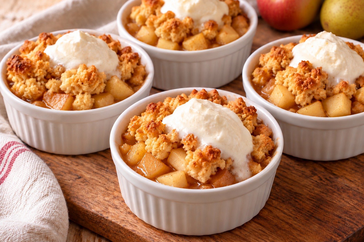 Petits crumbles pomme poire à la cannelle 🍎