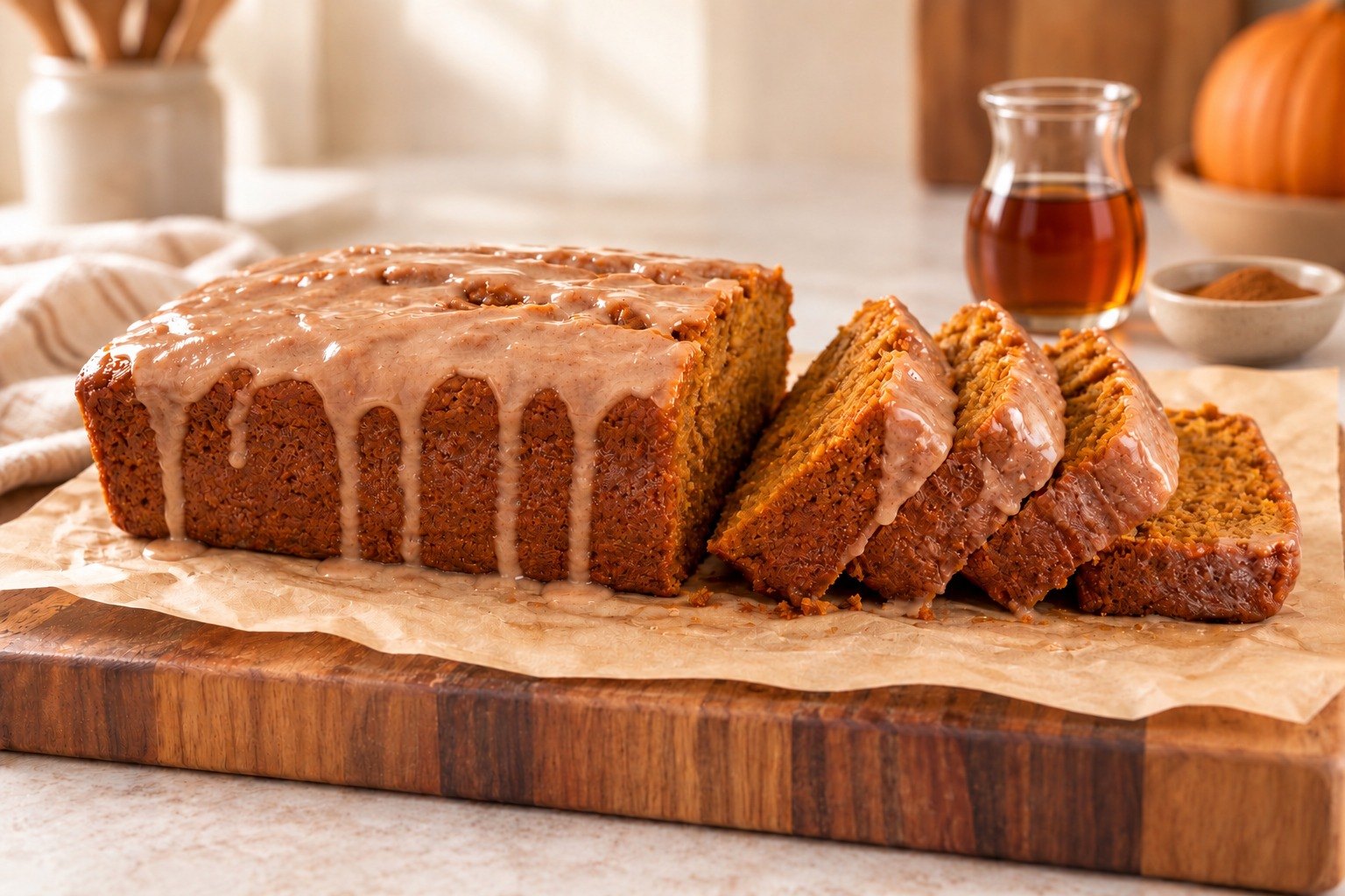 Gâteau à la citrouille et glaçage au sirop d’érable 🎃