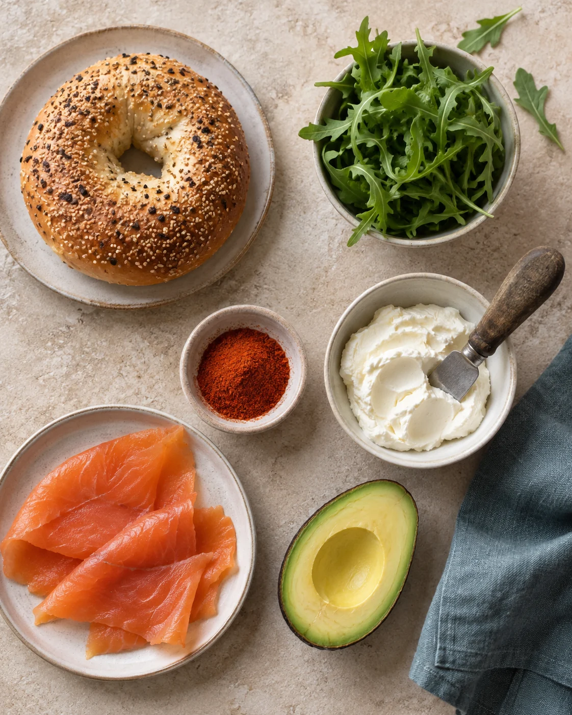 Ingrédients pour Bagel saumon avocat