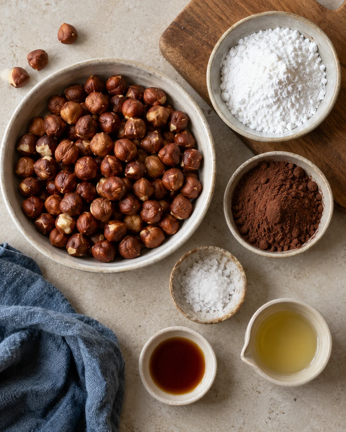 Ingrédients pour Pâte à tartiner noisette cacao