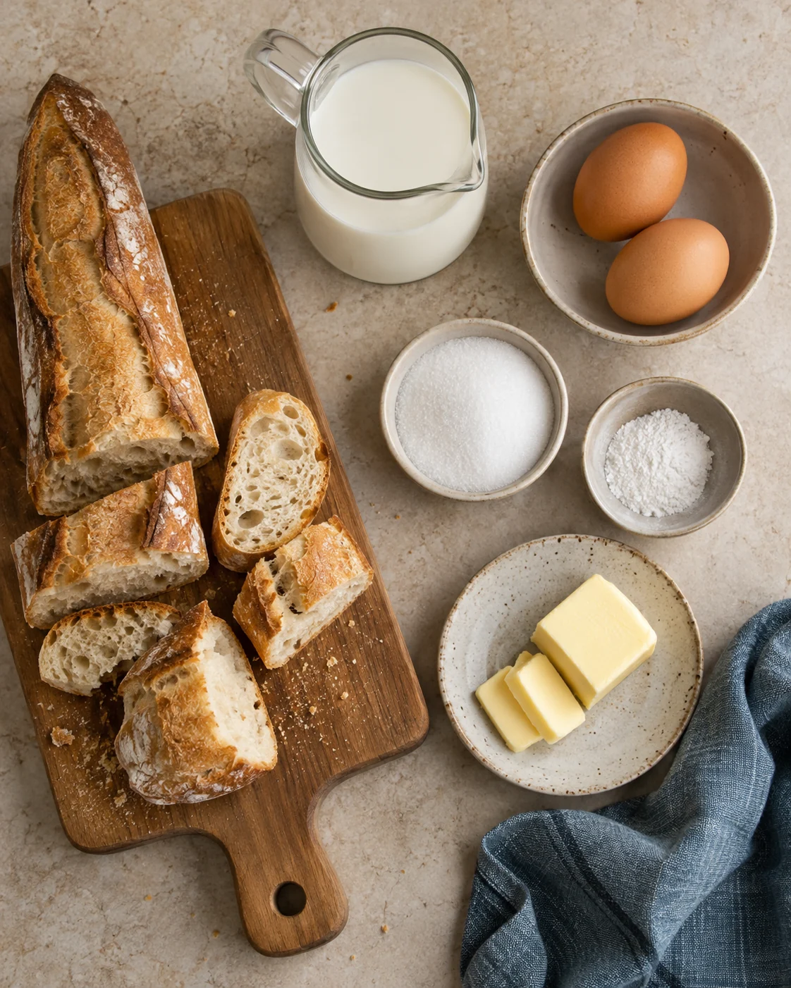 Ingrédients pour Pain perdu avec du pain rassis