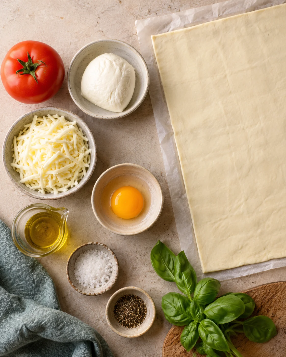 Ingrédients pour Feuilletés Tomates Mozza