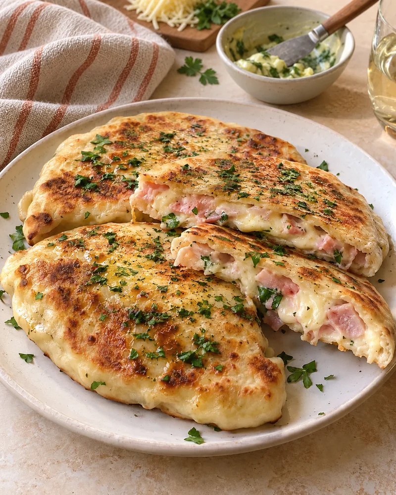 Naan jambon fromage