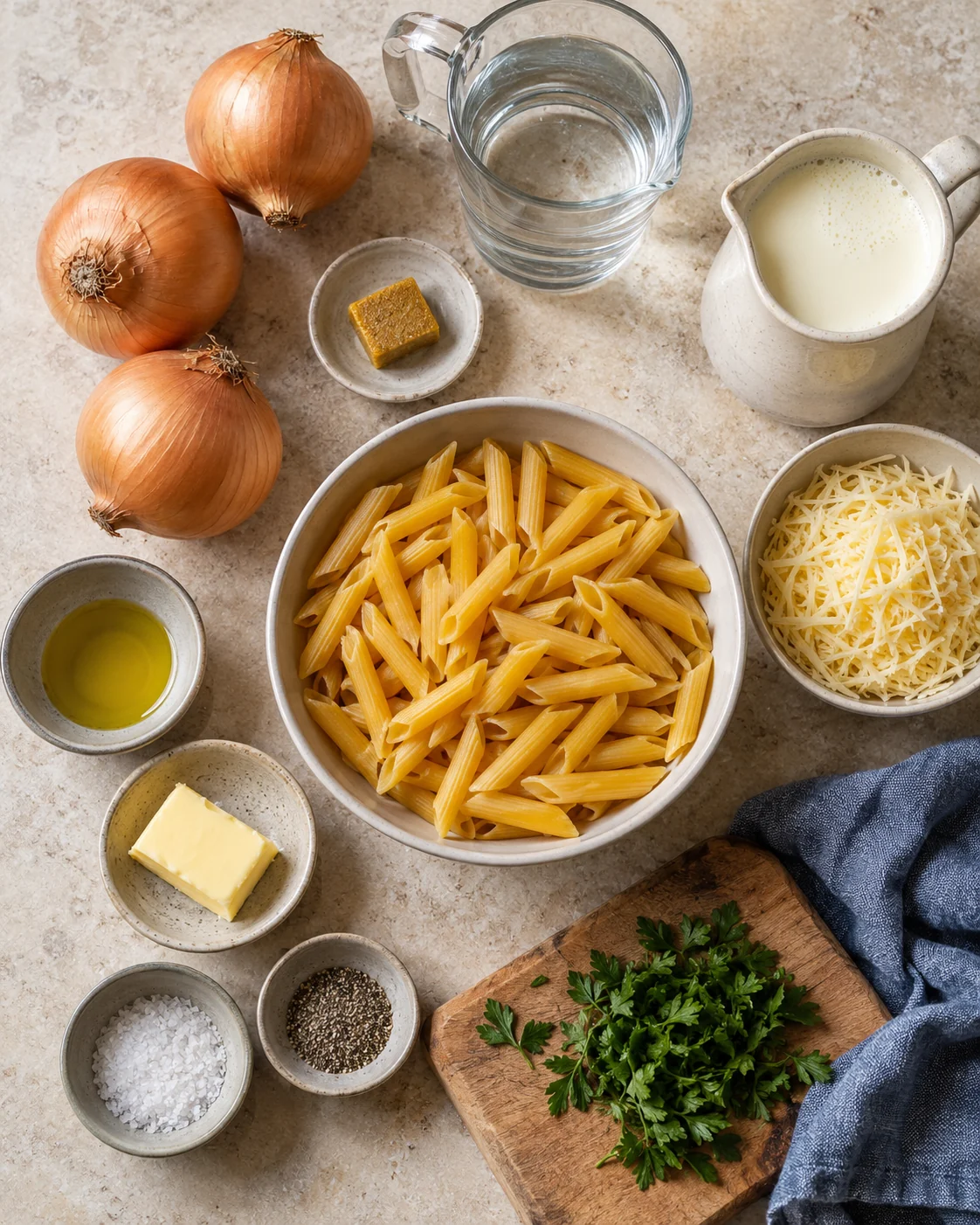 Ingrédients pour Pâtes aux oignons