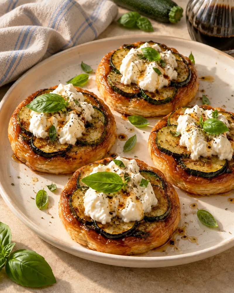 Mini tatins courgette burrata