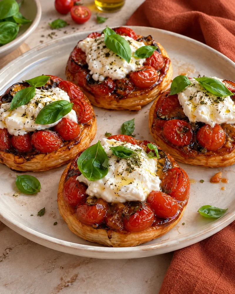 Mini tartes tatin tomates stracciatella
