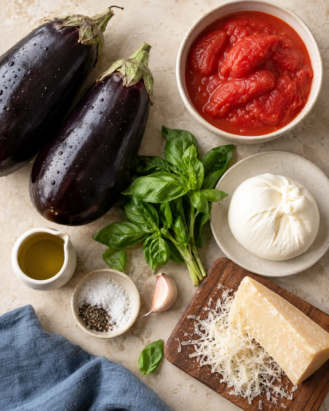 Ingrédients pour Aubergines tomate et burrata