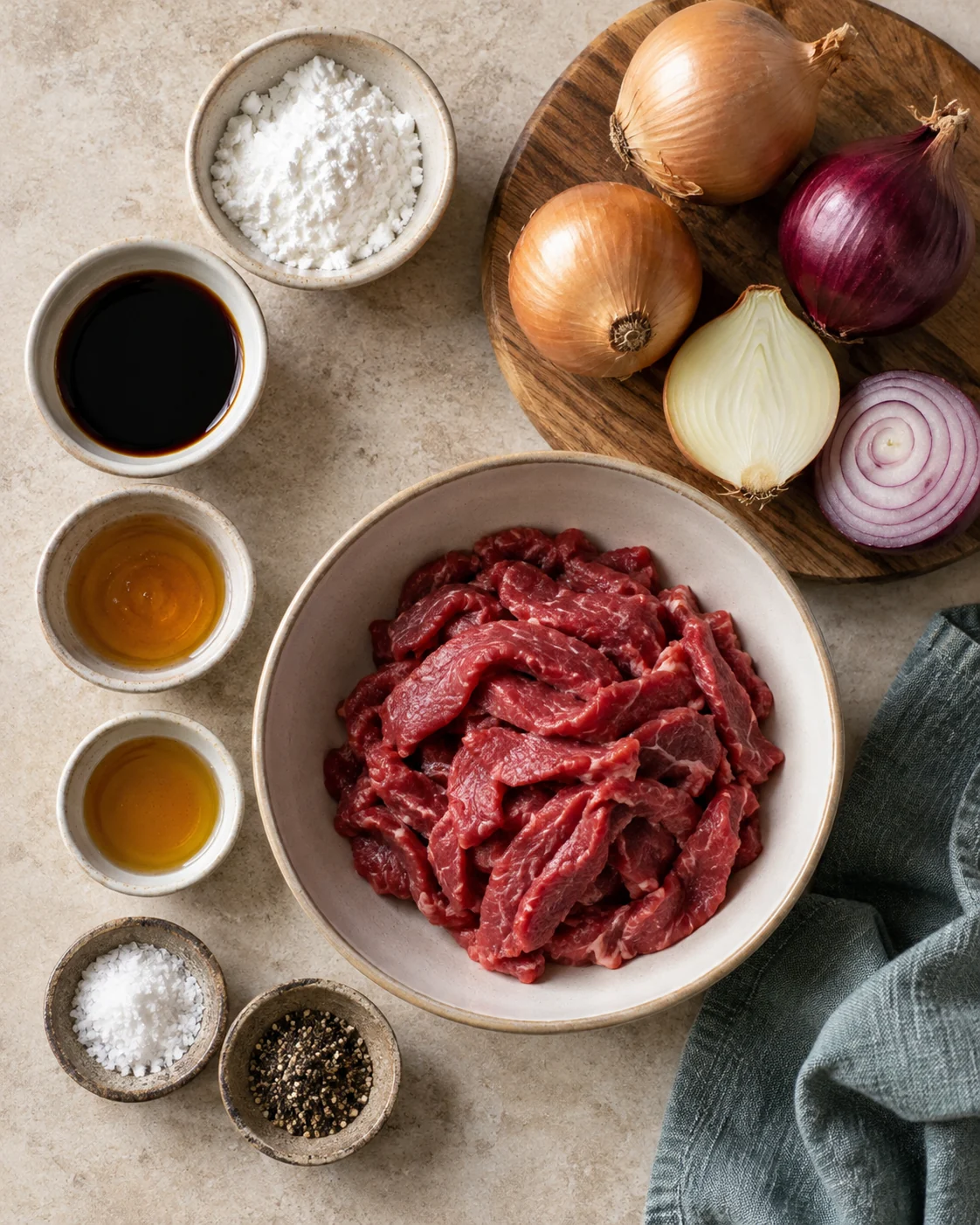 Ingrédients pour Bœuf aux oignons