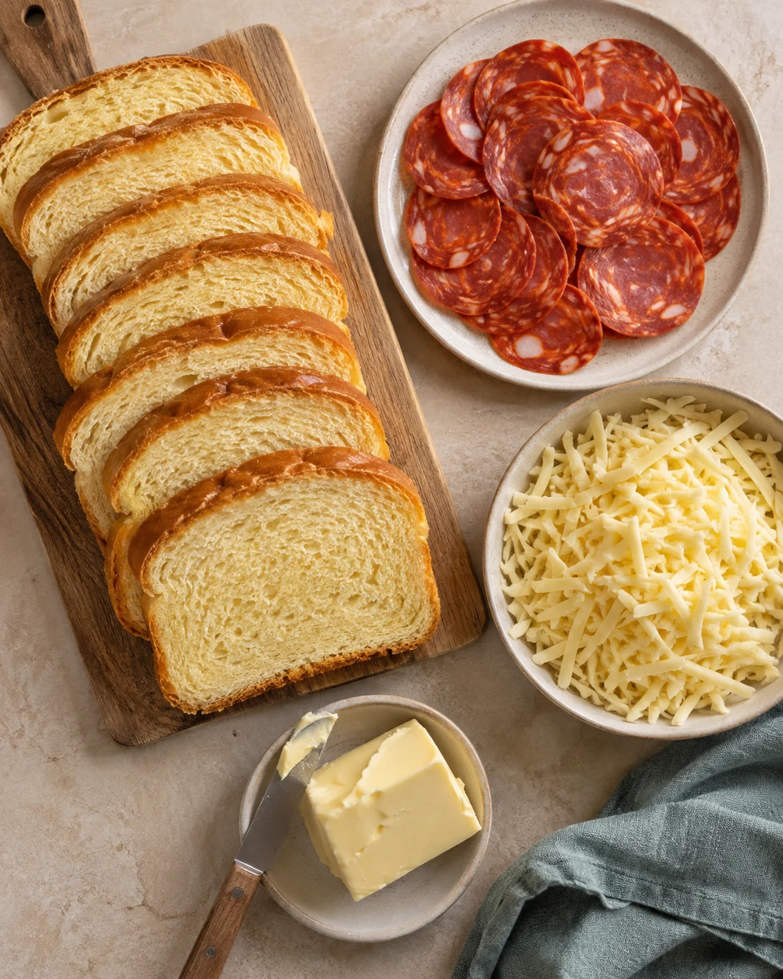 Ingrédients pour Croque brioche chorizo comté