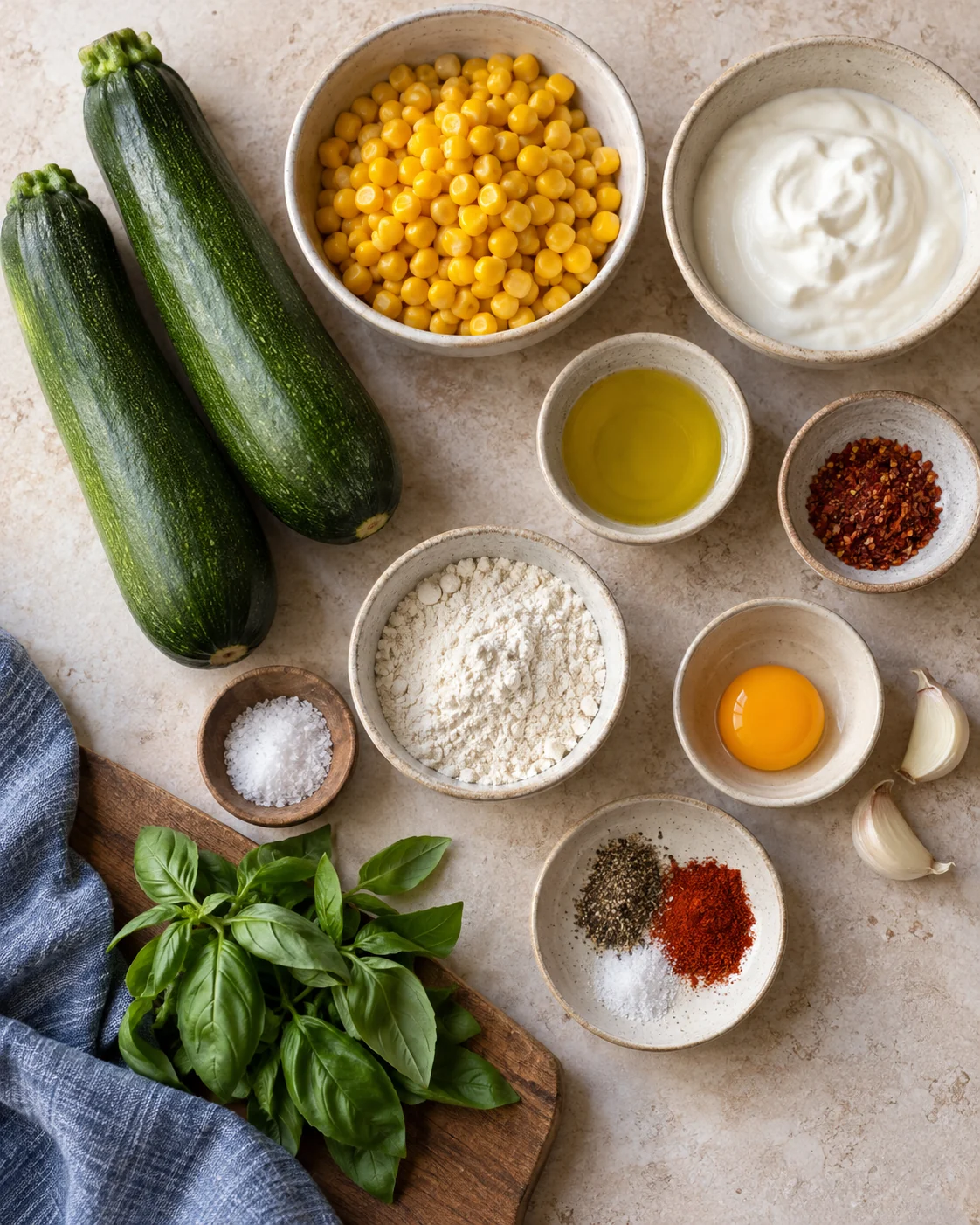 Ingrédients pour Galettes courgettes maïs