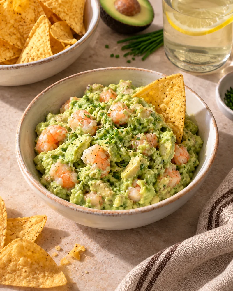 Guacamole aux crevettes et au chèvre