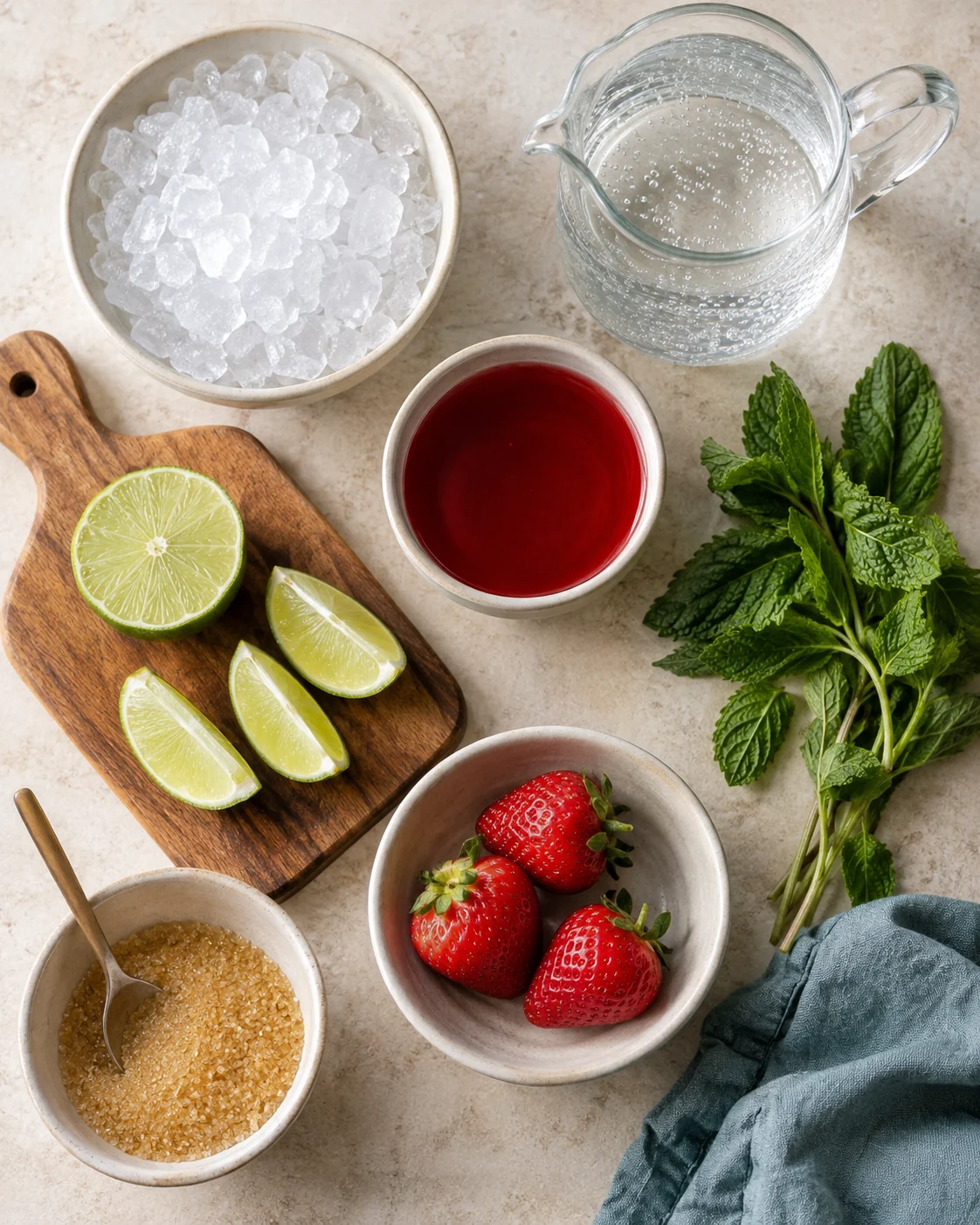 Ingrédients pour Mojito fraise sans alcool sans alcool