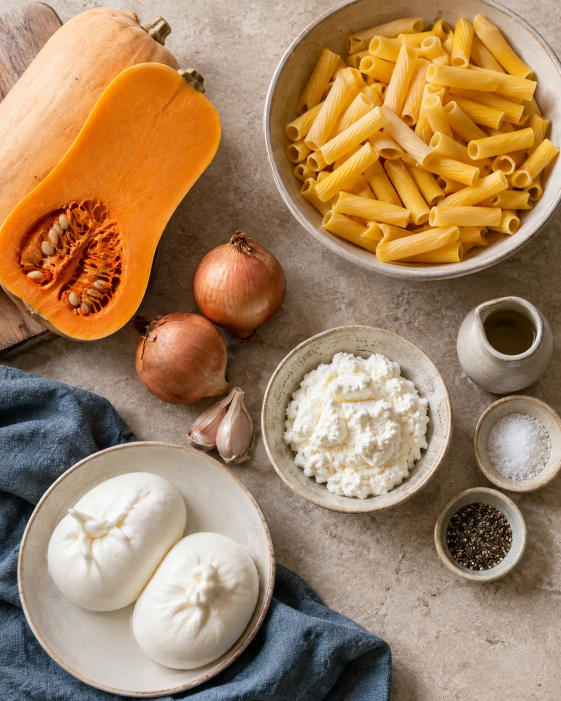 Ingrédients pour Pâtes butternut et burrata