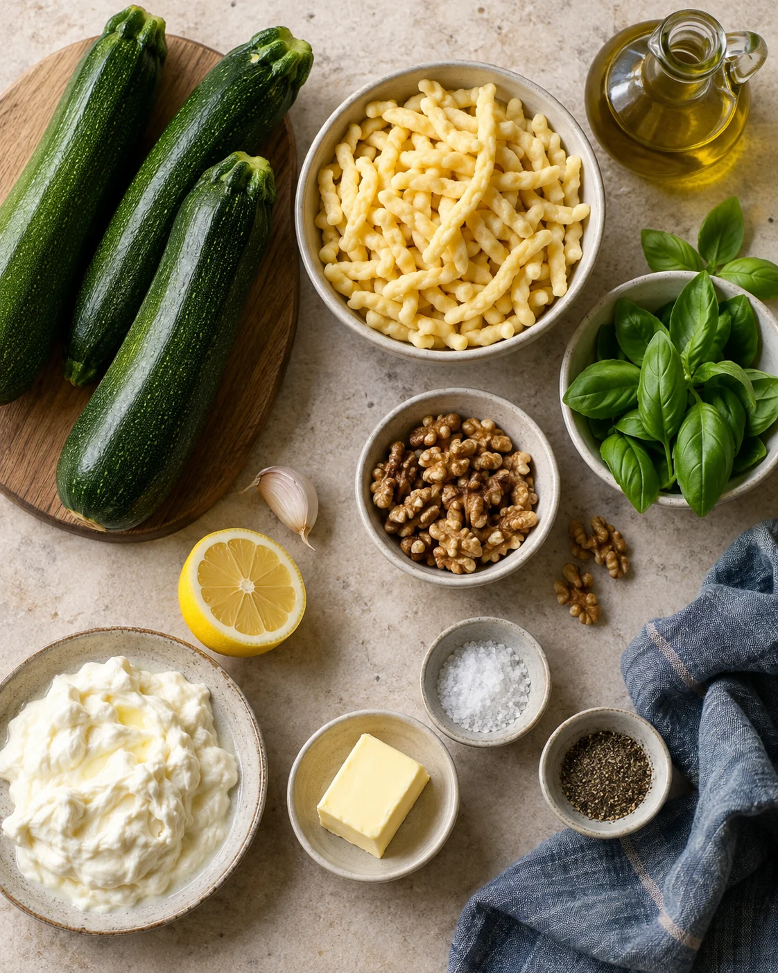 Ingrédients pour Spaetzle, courgette et stracciatella