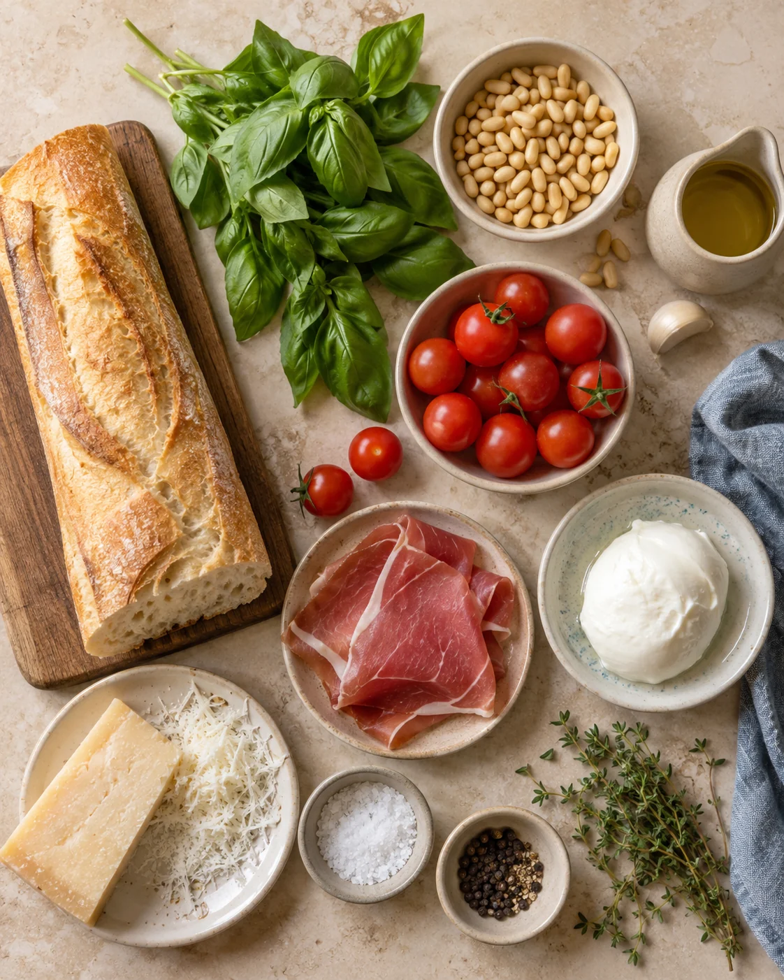 Ingrédients pour Sandwich pesto tomates