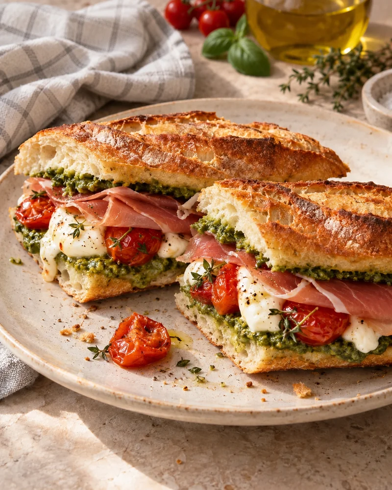 Sandwich pesto tomates