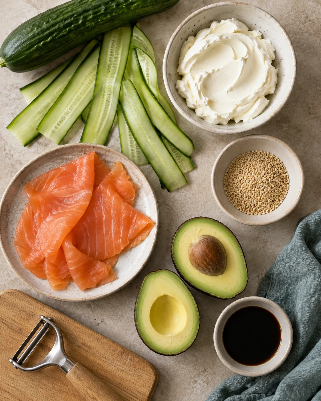 Ingrédients pour Sushis concombre