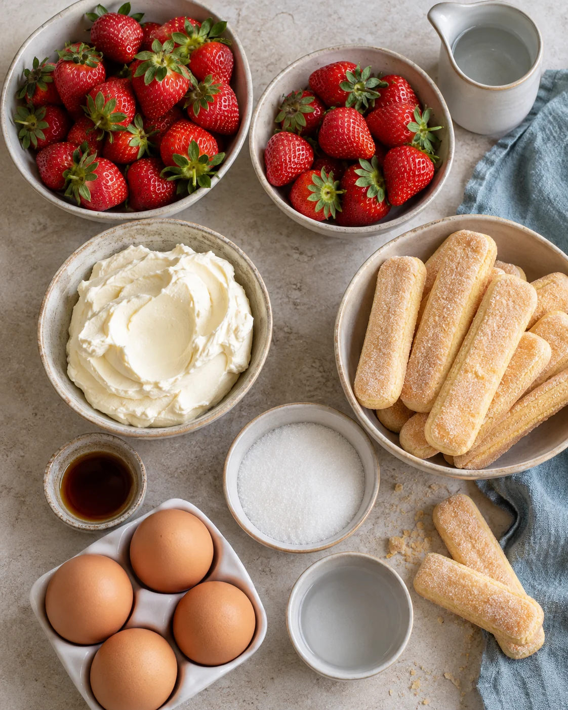 Ingrédients pour Tiramisu aux fraises